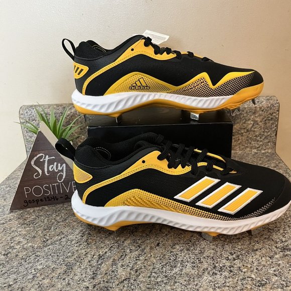 ✅ Adidas Icon 6 Bounce Metal Baseball Cleats‎ FV9346 Yellow/Black Men\'s Size 7.5